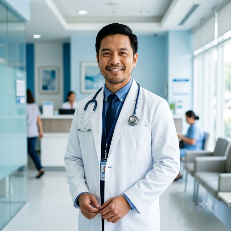 A confident sub-specialist in his clinic